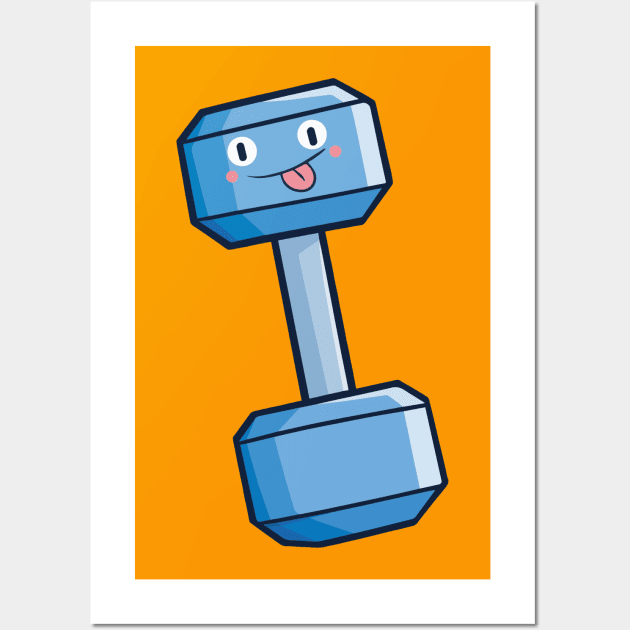 Cute dumbbell cartoon character mocking Wall Art by Jocularity Art